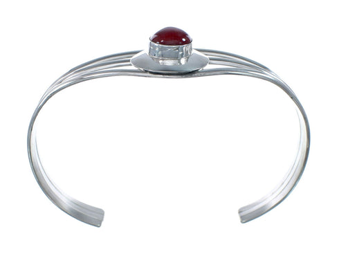 Genuine Sterling Silver Coral Native American Cuff Bracelet JX129740